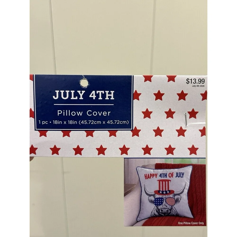 Hobby Lobby Highland Cow 4th of July Pillow Cover w/ New Ashland Pillow